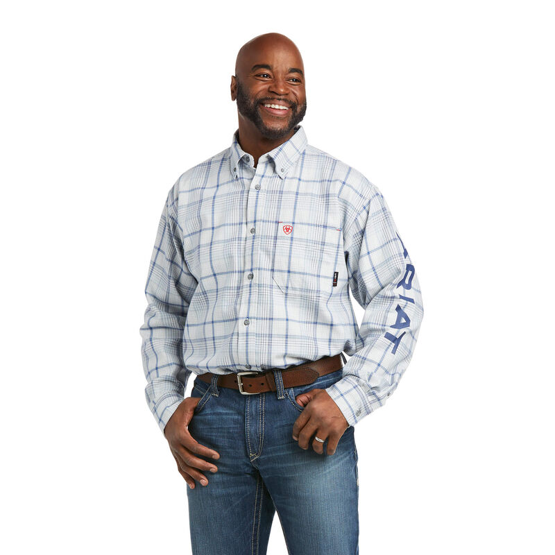Ariat Hemden Herren - Fr Sawyer Logo Work Weiß/Blau ( ENZUQ-2390 )